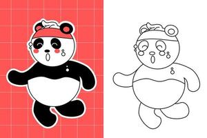 página para colorear de la familia panda para niños pequeños vector