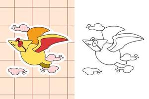 dinosaur colouring page and sticker for toddler vector