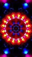 Flying through a tunnel of blue and orange metal cubes. Vertical looped Kaleidoscope video