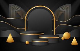 3d Abstract Podium Black Gradient Background vector