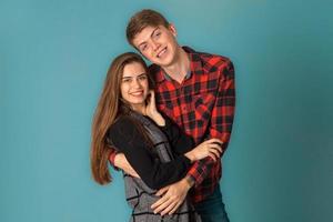 stylish couple in love in studio photo