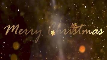 animation de texte doré joyeux noël avec des particules de neige et des flocons de neige video