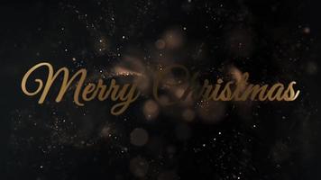 Merry Christmas golden text animation with snow particles and snowflakes video