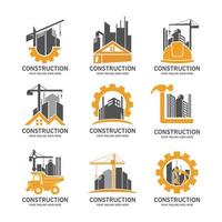 conjunto de logotipo de empresa de construcción vector