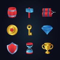 colección de iconos 3d de elemento de juego vector