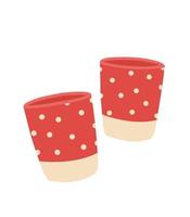 Red glasses with polka dots. Picnic utensils illustration vector