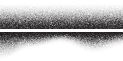 Black noise stipple dots halftone pattern on white horizontal background, grainy texture vector