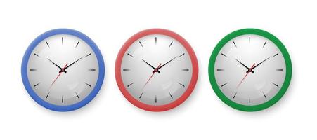 Set of color clocks, vector illustration.
