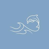 dolphin wave logo vector icon line illustration