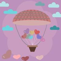 heart balloon floating in the sky with clouds vector