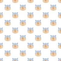 Funny design smile Rhino cartoon seamless pattern for background and wallpaper. Adorable endless heads for a baby fashion, fabric, nursery design. Vector. vector