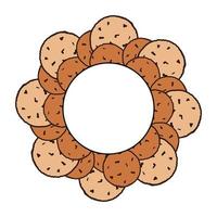 Brown cookies in the form of a frame with space vector