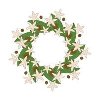 Round frame with flowers and leaves space for text vector