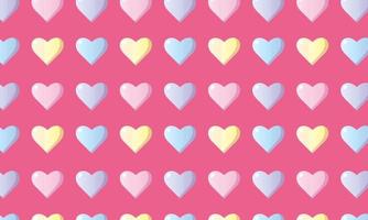 Repeating pattern of colorful hearts on a pink background vector