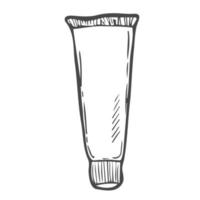 Doodle empty cream tube, container. Hand drawn doodle vector illustration.