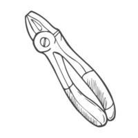 Dentist tooth pliers icon. Hand drawn vector illustration.