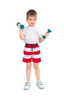 Little boy with a dumbbell photo