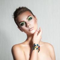 tender girl with beautiful makeup and short hair photo