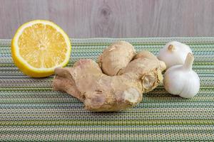 Alternative Medicine with Lemon, Ginger and Garlic photo