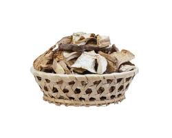 Dry Mushrooms isolated on white background. Selective focus photo