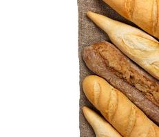 Various of french baguette isolated on white background photo