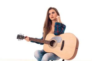 beauty young girl with guitar photo