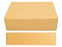 Closed Brown cardboard box isolated on white photo