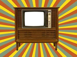 Old television and retro  sun rays photo