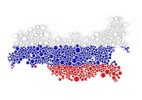 Multicolored raster abstract composition of Russia Map constructed of spheres items. Russia Map and flag. 3D rendering illustration. photo