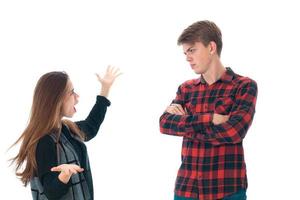 stylish couple in love in studio photo