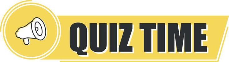 Megaphone with quiz time on yellow background. Megaphone banner. Web design. vector