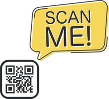 QR code scan me in speech bubble, scan me concept, icon. vector