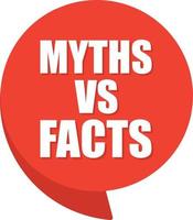 Myths vs facts comic speech bubble in pop art style. Comic speech. Dialog window. Yellow banner for sale. vector