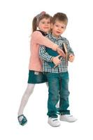 Children with books on a white background photo