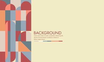 Geometric Abstract Backgrounds Design. Composition of simple bauhaus geometric shapes. For use in Presentation, Flyer and Leaflet, charter, Cards, Landing, Website Design. Vector illustration