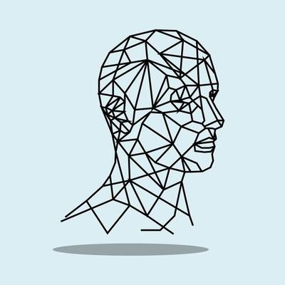 poly background illustration of a man's head outline drawing background