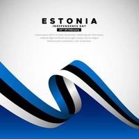 diseño moderno del día de la independencia de estonia con vector de bandera ondulada. diseño del día de la unidad de estonia