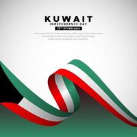 fondo de diseño abstracto del día de la independencia de kuwait con vector de bandera ondulada.