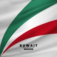 diseño moderno del día de la independencia de kuwait con vector de bandera ondulada. diseño del día de la unidad de kuwait