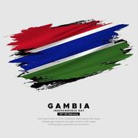 Fantastic Gambia flag background with grunge brush. Gambia Independence Day Vector
