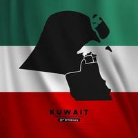 Kuwait Independence Day design with wavy flag and maps. Kuwait Independence Day vector