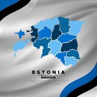 diseño del día de la independencia de estonia con bandera ondulada y mapas de sudán. vector del día de la independencia de estonia