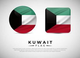 Collection of Kuwait flag emblem icon. Kuwait flag symbol icon vector