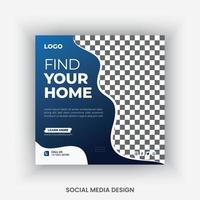 Real estate social media post design template vector