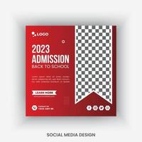 Admission social media post template design vector