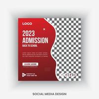 Admission social media post template design vector