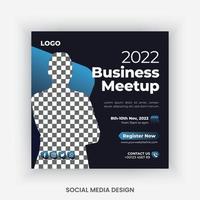 Conference, business meetup, webinar social media post design template vector