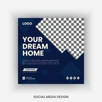 Real estate social media post design template vector