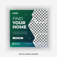 Real estate social media post design template vector