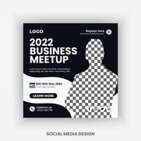 Conference, business meetup, webinar social media post design template vector